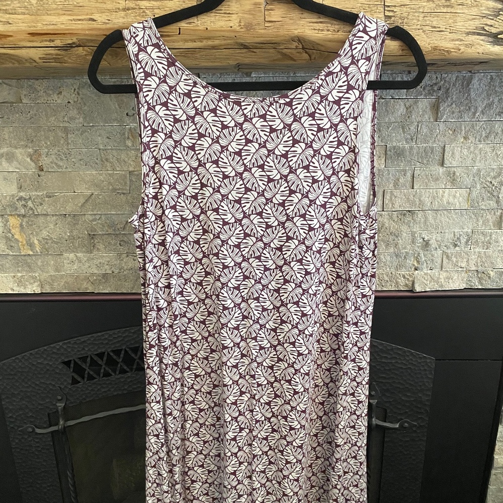 Loft White & Plum Swing Dress Medium
